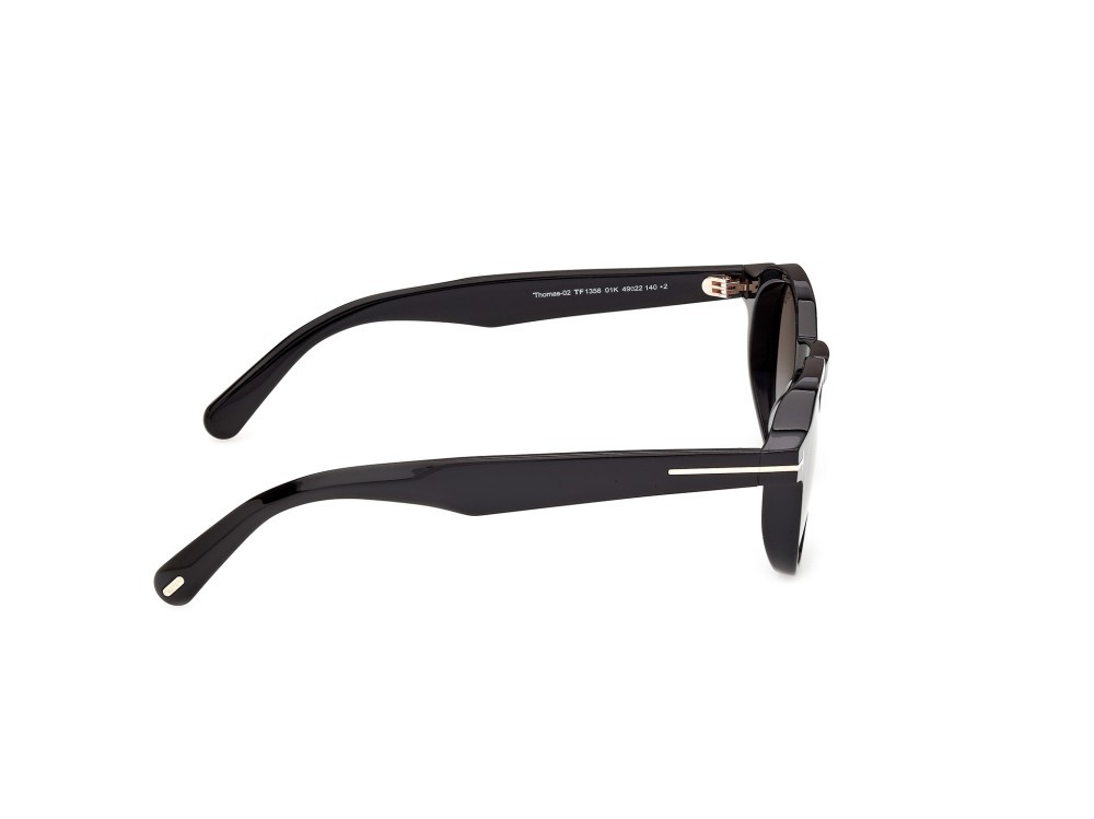 Sunglasses Tom Ford Thomas-02 FT1358 (01K) color nero lucido shape round lenses roviex sfumato