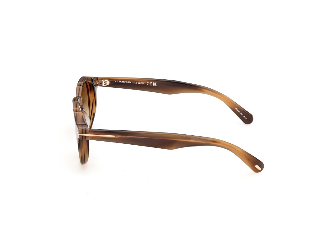 Sonnenbrillen Tom Ford Thomas-02 FT1358 (55F) farbe avana colorata form rund gläser marrone sfumato