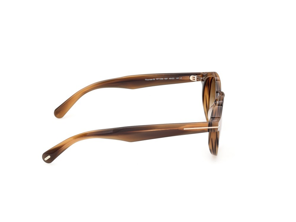 Sonnenbrillen Tom Ford Thomas-02 FT1358 (55F) farbe avana colorata form rund gläser marrone sfumato