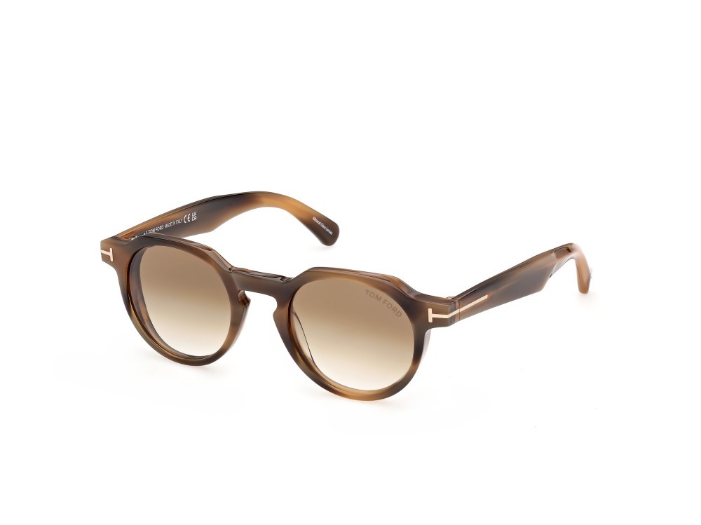 Sonnenbrillen Tom Ford Thomas-02 FT1358 (55F) farbe avana colorata form rund gläser marrone sfumato