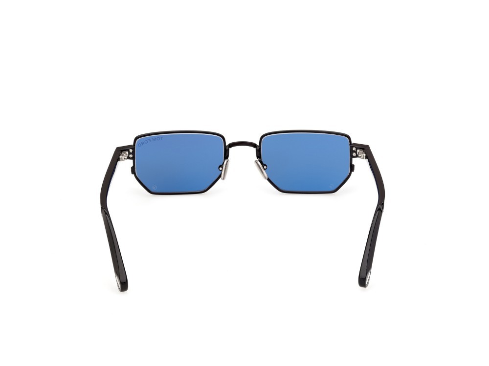 Sunglasses Tom Ford Liam-02 FT1360 (01V) color nero lucido shape rectangle lenses blu