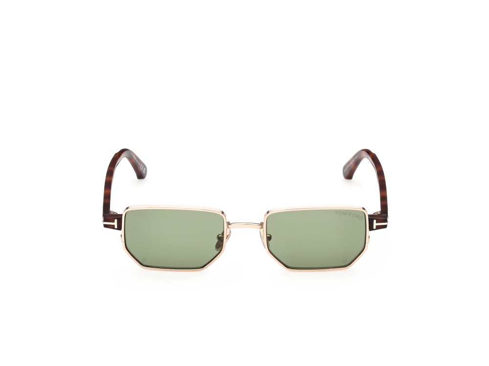 Occhiali da sole Tom Ford Liam-02 FT1360 (28N) colore oro rosé lucido / avana bionda forma rettangolare lenti verde