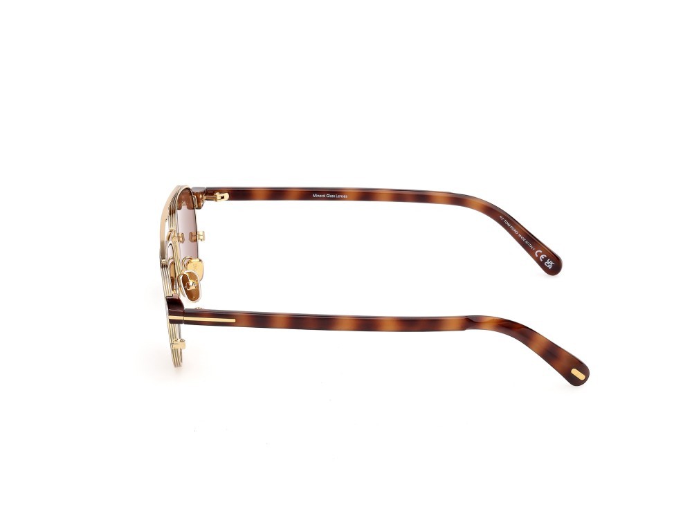 Sunglasses Tom Ford Anthony-02 FT1361 (30E) color oro endura lucido / avana bionda shape aviator lenses marrone