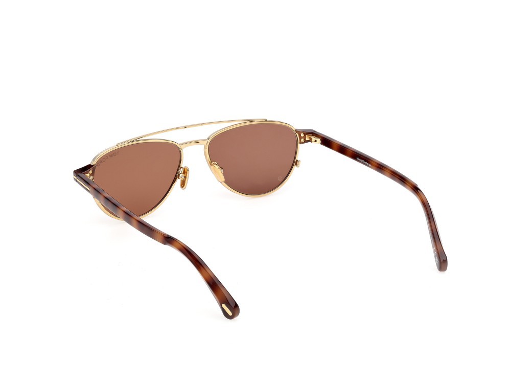 Sunglasses Tom Ford Anthony-02 FT1361 (30E) color oro endura lucido / avana bionda shape aviator lenses marrone