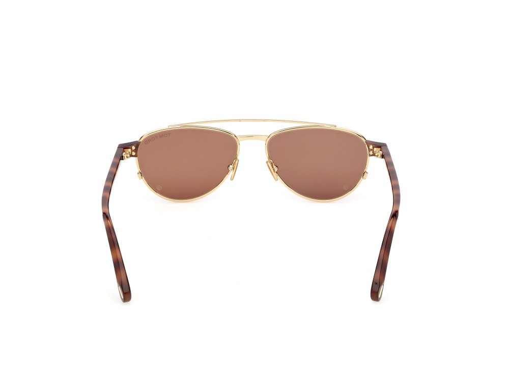 Sunglasses Tom Ford Anthony-02 FT1361 (30E) color oro endura lucido / avana bionda shape aviator lenses marrone
