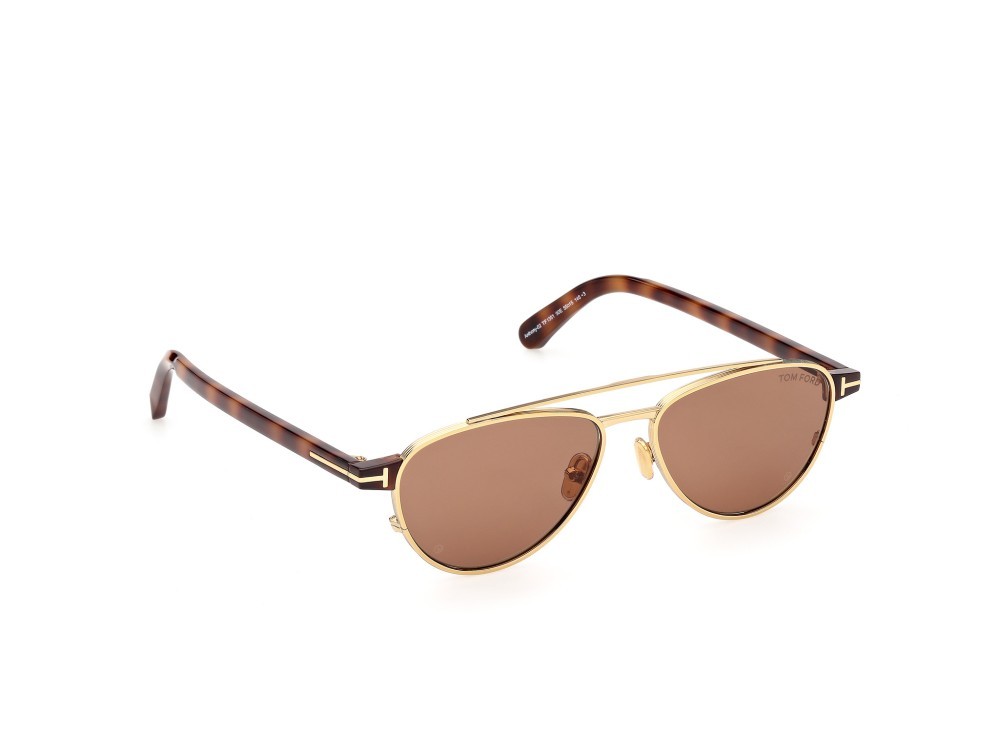 Sunglasses Tom Ford Anthony-02 FT1361 (30E) color oro endura lucido / avana bionda shape aviator lenses marrone