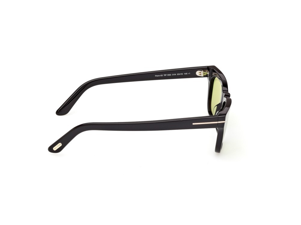 Occhiali da sole Tom Ford Penn-02 FT1362 (01N) colore nero lucido  forma rettangolare lenti verde