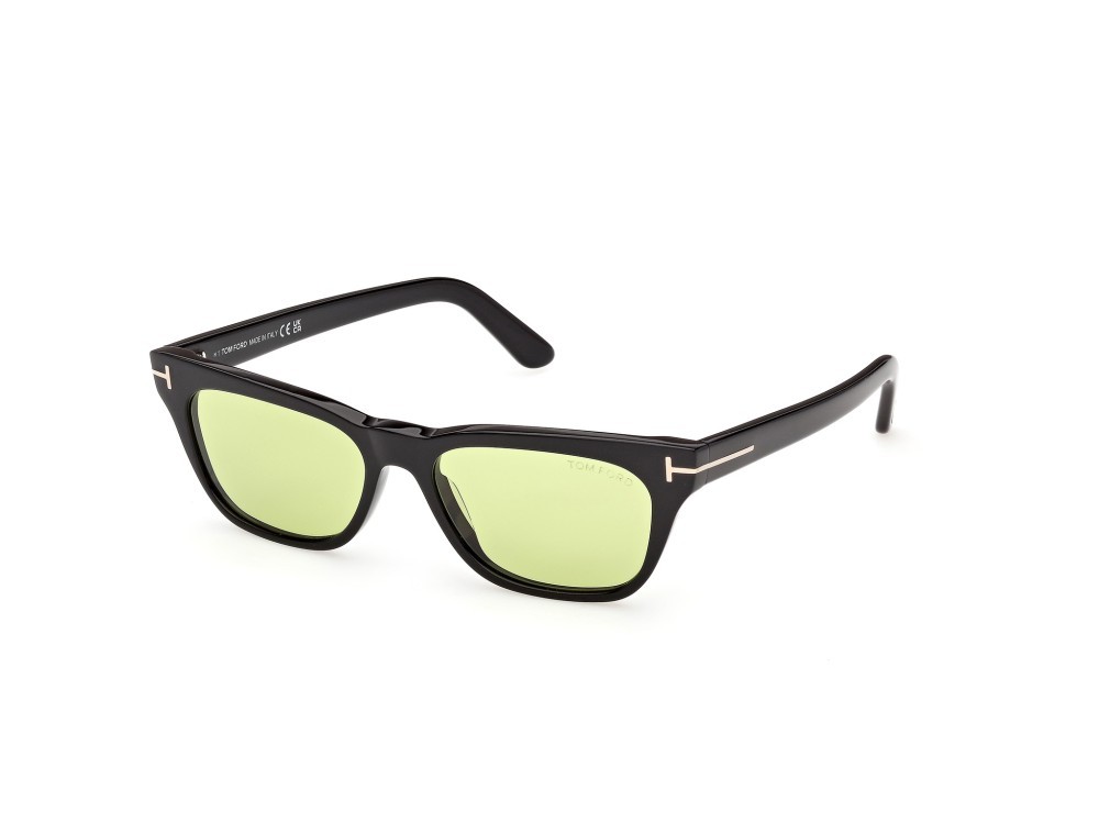 Occhiali da sole Tom Ford Penn-02 FT1362 (01N) colore nero lucido  forma rettangolare lenti verde