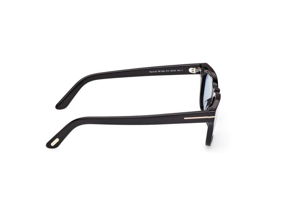 Occhiali da sole Tom Ford Penn-02 FT1362 (01V) colore nero lucido  forma rettangolare lenti blu