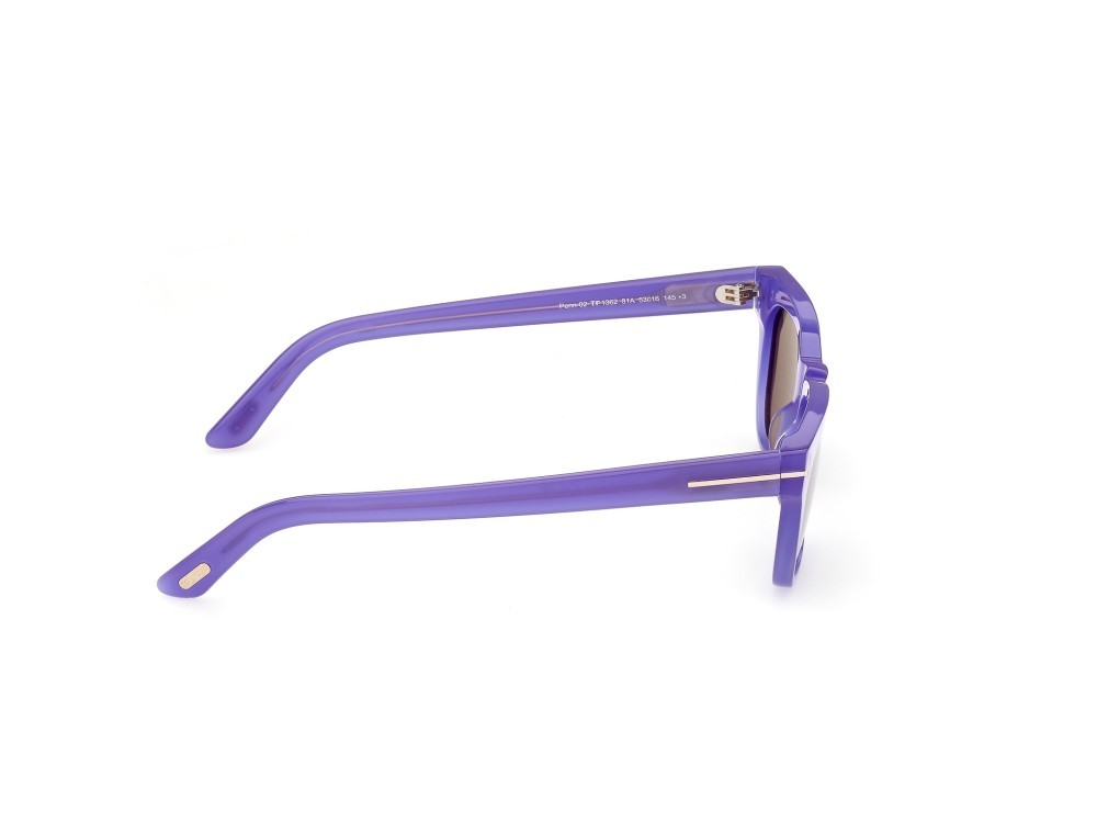 Occhiali da sole Tom Ford Penn-02 FT1362 (81A colore viola lucido forma rettangolare lenti fumo