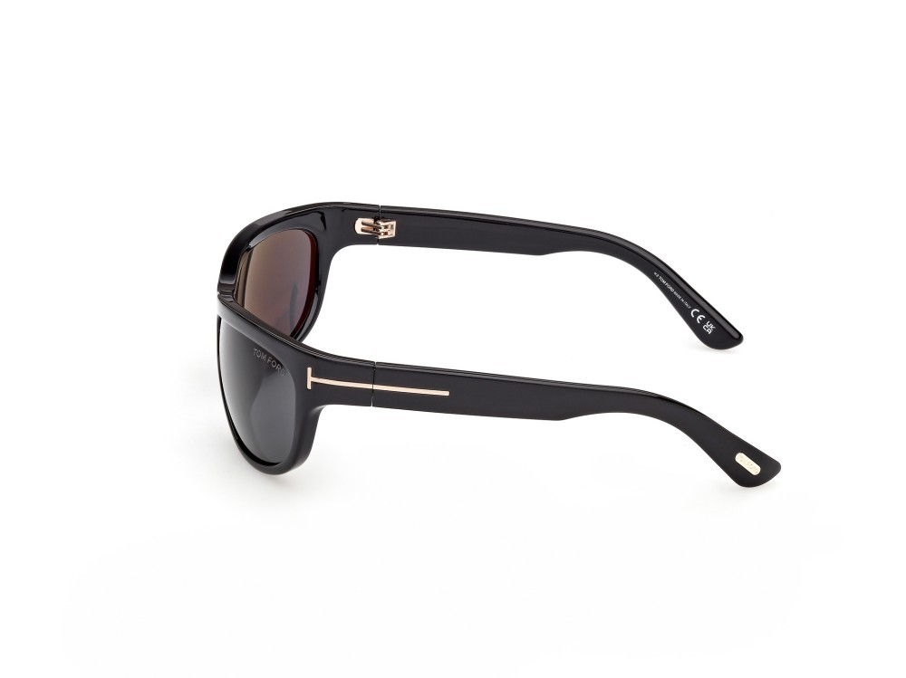 Sunglasses Tom Ford Anders-02 FT1363 (01A) color nero lucido  shape rectangle lenses fumo 
