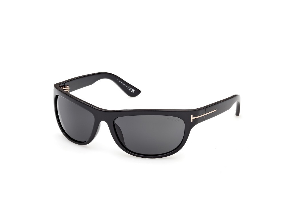 Sunglasses Tom Ford Anders-02 FT1363 (01A) color nero lucido  shape rectangle lenses fumo 