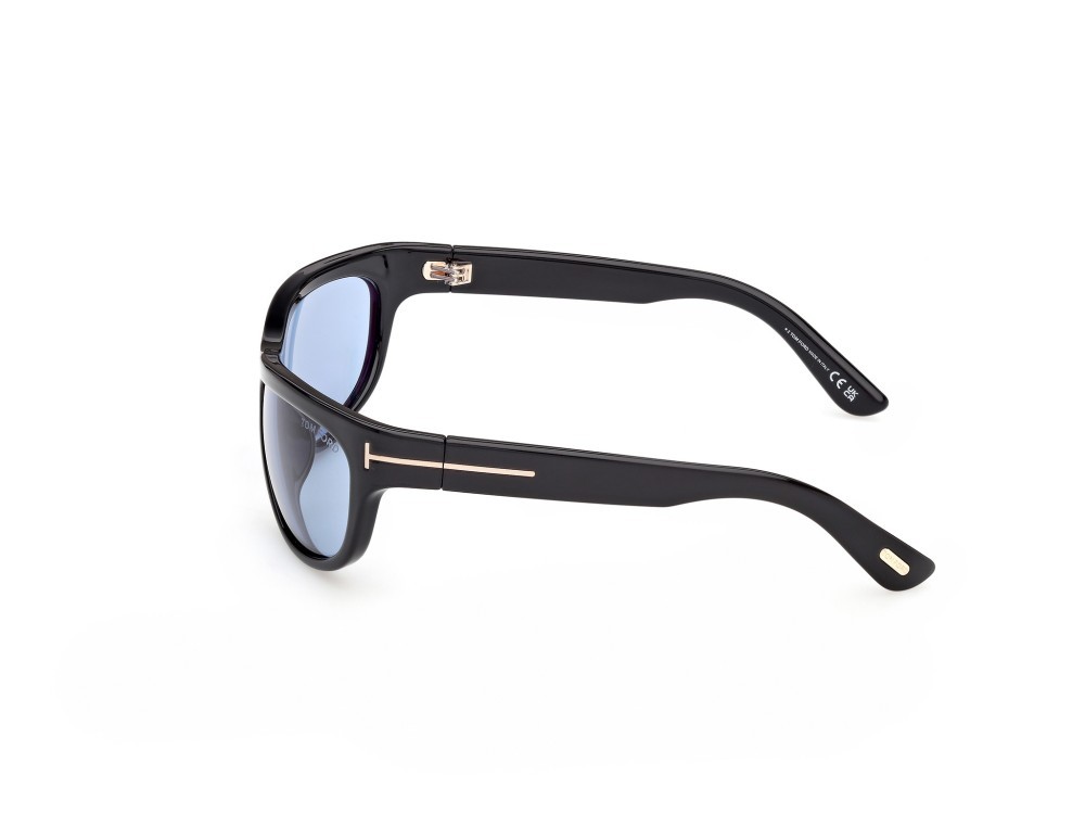 Sunglasses Tom Ford Anders-02 FT1363 (01V) color nero lucido  shape rectangle lenses blu