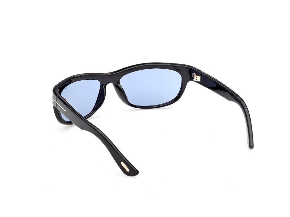 Sunglasses Tom Ford Anders-02 FT1363 (01V) color nero lucido  shape rectangle lenses blu