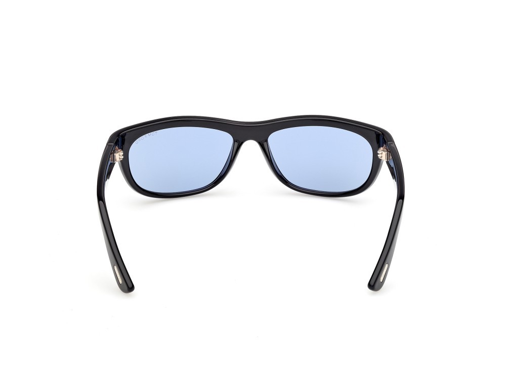 Sunglasses Tom Ford Anders-02 FT1363 (01V) color nero lucido  shape rectangle lenses blu