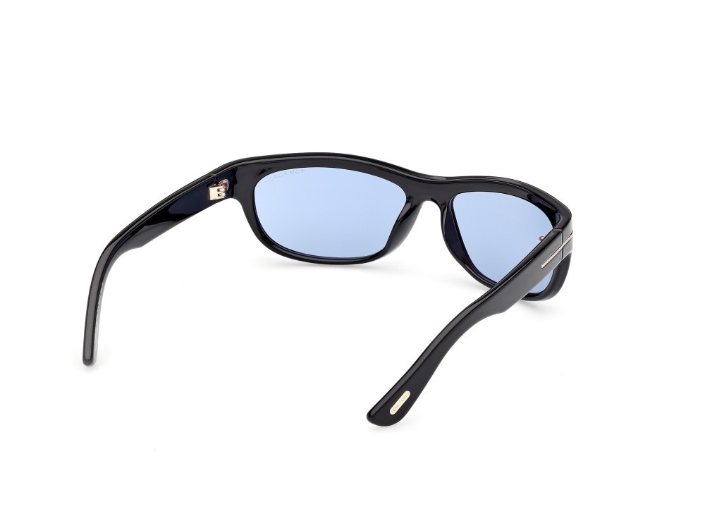 Sunglasses Tom Ford Anders-02 FT1363 (01V) color nero lucido  shape rectangle lenses blu