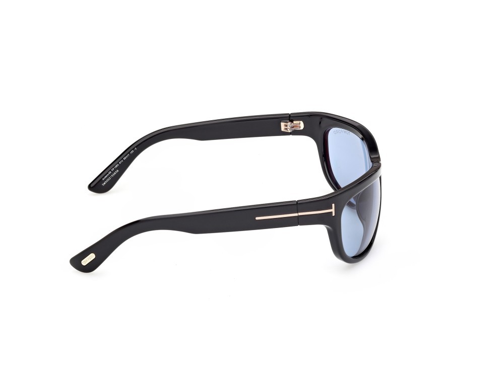 Sunglasses Tom Ford Anders-02 FT1363 (01V) color nero lucido  shape rectangle lenses blu