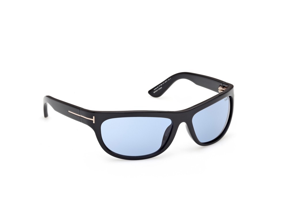 Sunglasses Tom Ford Anders-02 FT1363 (01V) color nero lucido  shape rectangle lenses blu