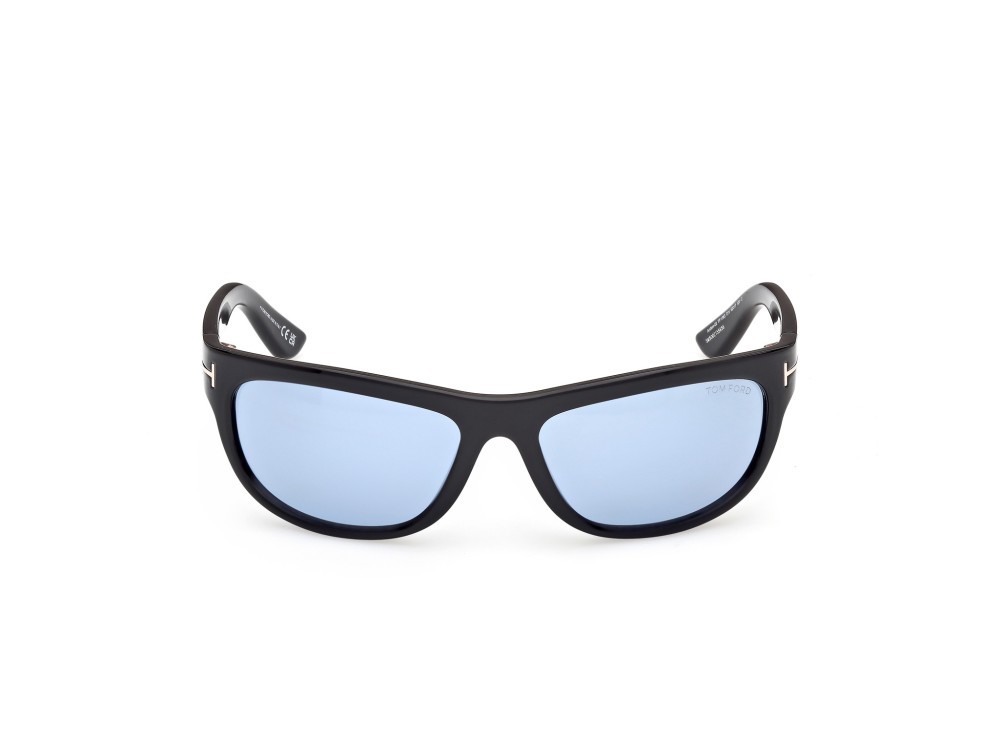 Sunglasses Tom Ford Anders-02 FT1363 (01V) color nero lucido  shape rectangle lenses blu