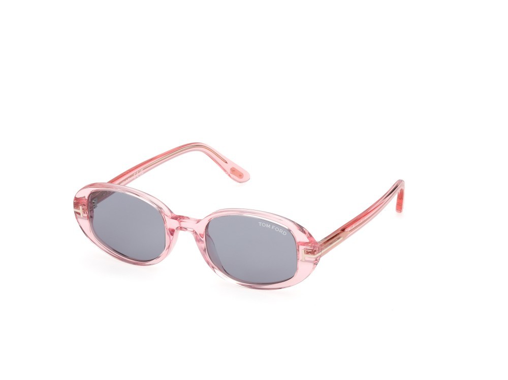 Sunglasses Tom Ford Iggy-02 FT1364 (72A) color rosa chiaro lucido  shape oval lenses fumo