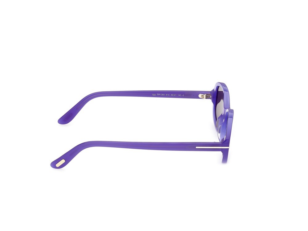 Sunglasses Tom Ford Iggy-02 FT1364 (81A) color viola lucido shape oval lenses fumo
