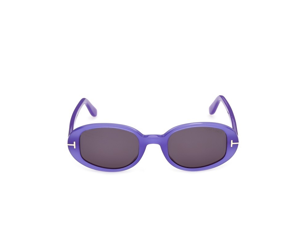 Sunglasses Tom Ford Iggy-02 FT1364 (81A) color viola lucido shape oval lenses fumo