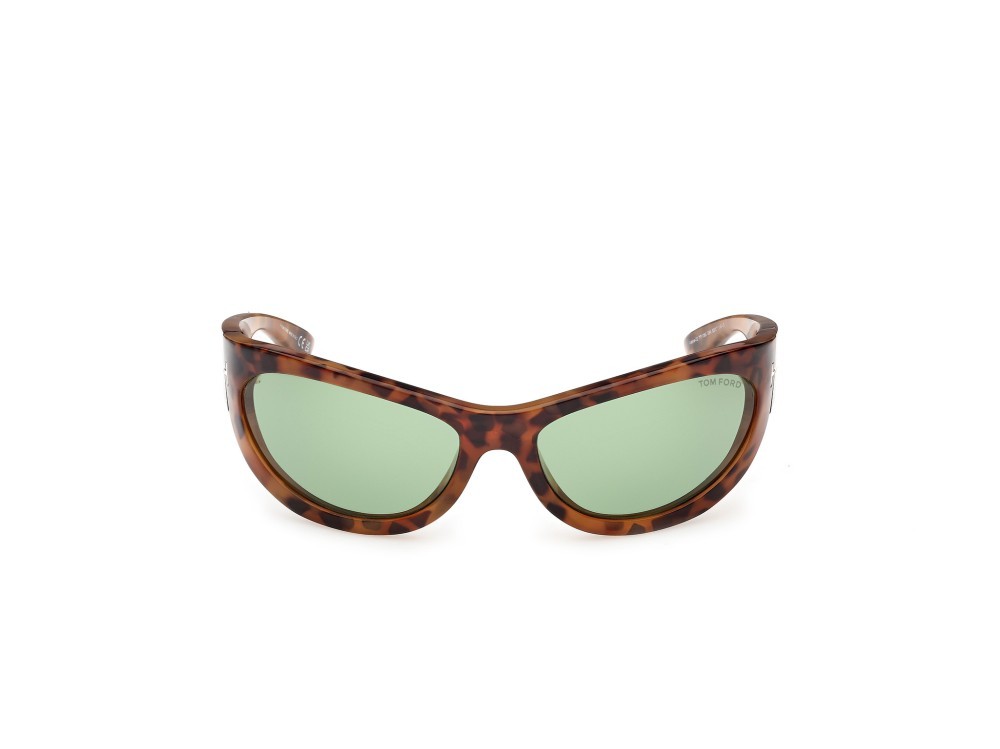 Sunglasses Tom Ford Leona-02 FT1365 (55N) color avana colorata shape cat eye lenses verde