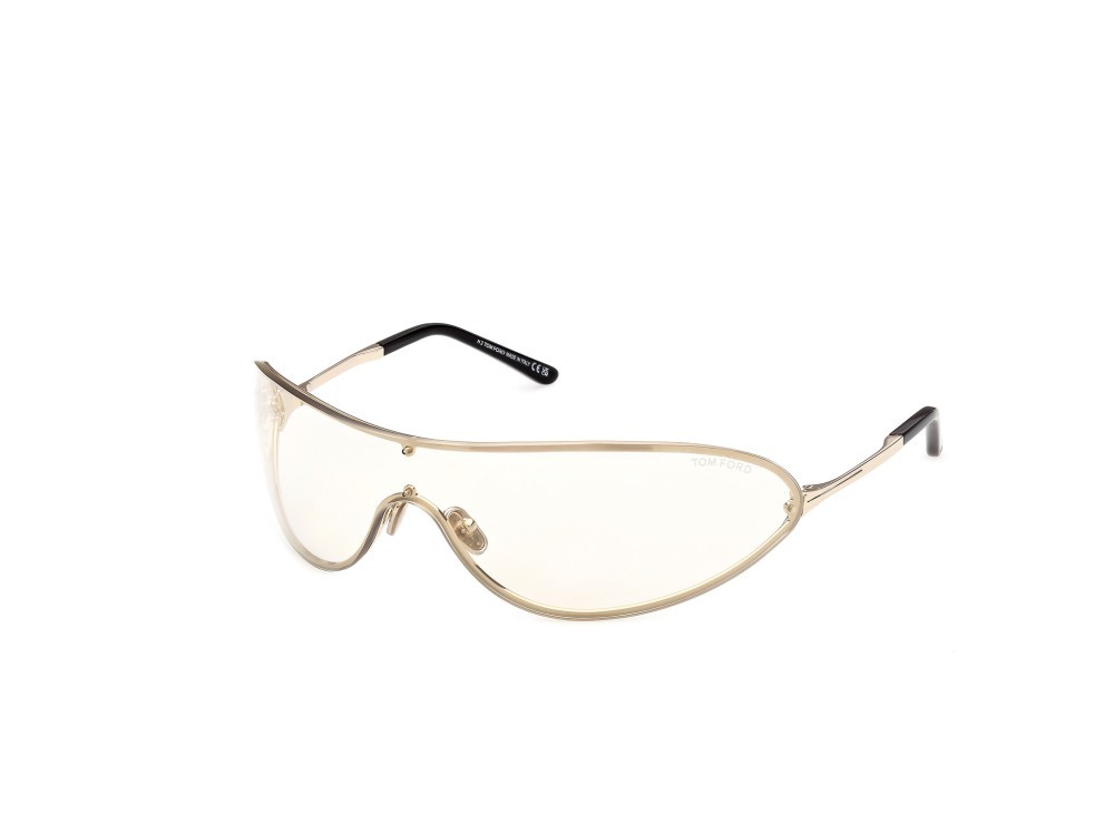 Occhiali da sole Tom Ford Brady-02 FT1396 (32C) colore oro pallido lucido forma mask lenti fumo specchiato