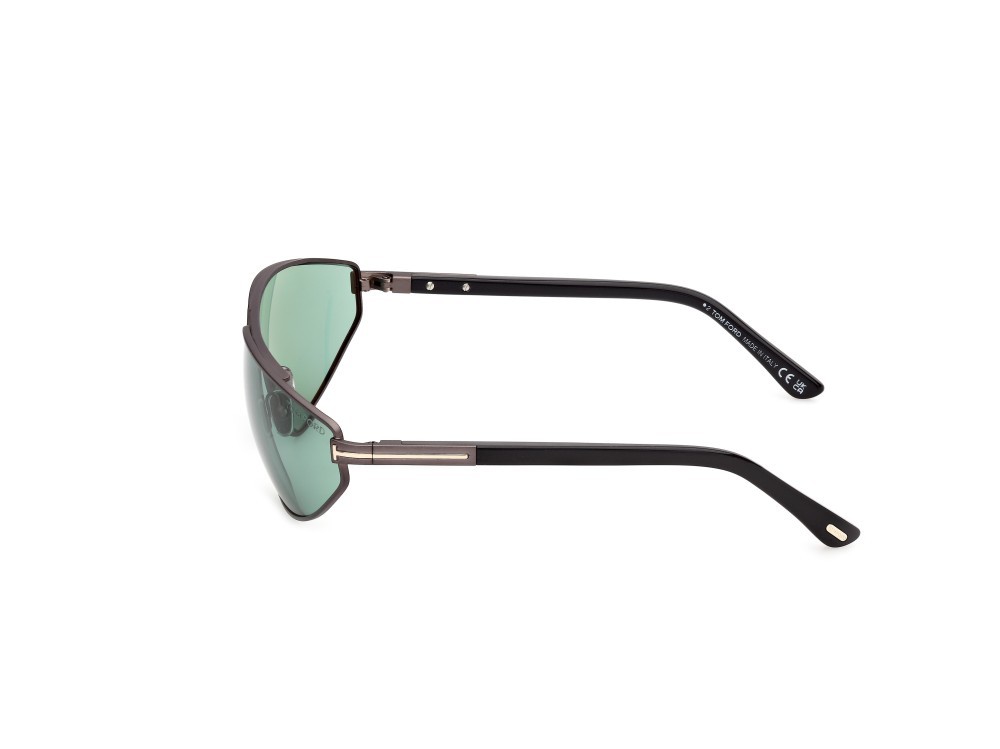 Occhiali da sole Tom Ford Parker-02 FT1399 (13N) colore rutenio scuro opaco forma aviator lenti verde