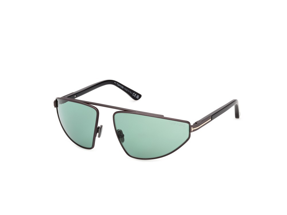 Occhiali da sole Tom Ford Parker-02 FT1399 (13N) colore rutenio scuro opaco forma aviator lenti verde