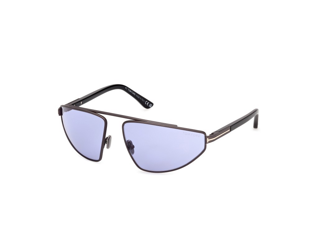 Occhiali da sole Tom Ford Parker-02 FT1399 (13Y) colore rutenio scuro opaco forma aviator lenti viola