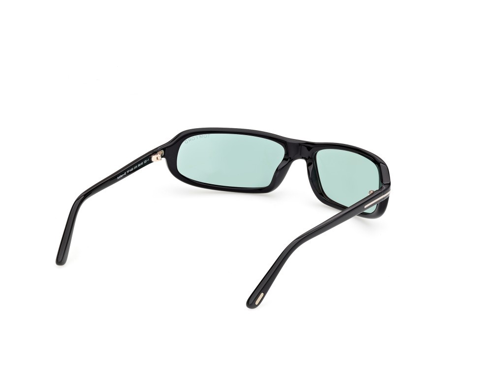 Sonnenbrillen Tom Ford Addison-02 FT1400 (01N) farbe nero lucido form rechteckig gläser verde