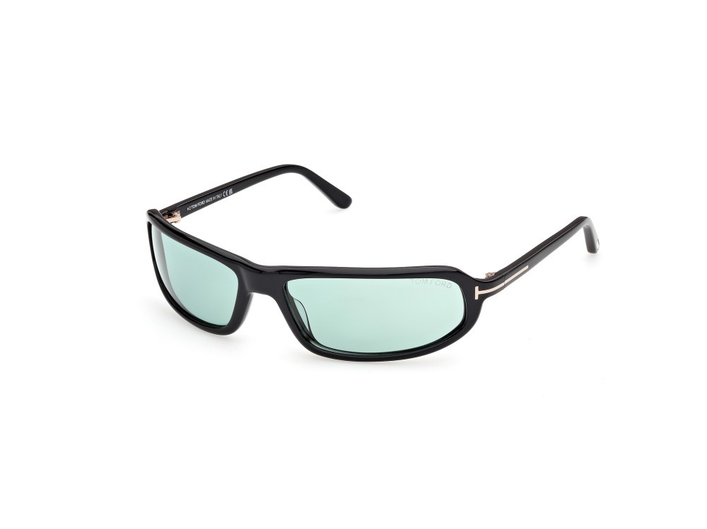 Sonnenbrillen Tom Ford Addison-02 FT1400 (01N) farbe nero lucido form rechteckig gläser verde
