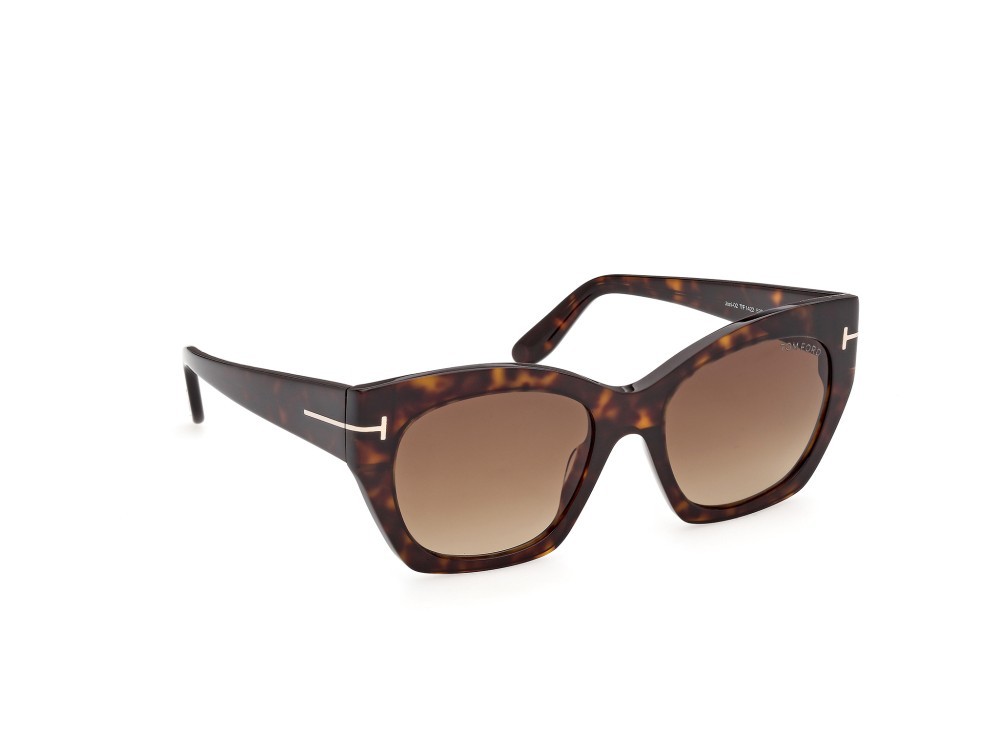 Sunglasses Tom Ford Joni-02 FT1422 (52F) color avana scura shape butterfly lenses marrone sfumato