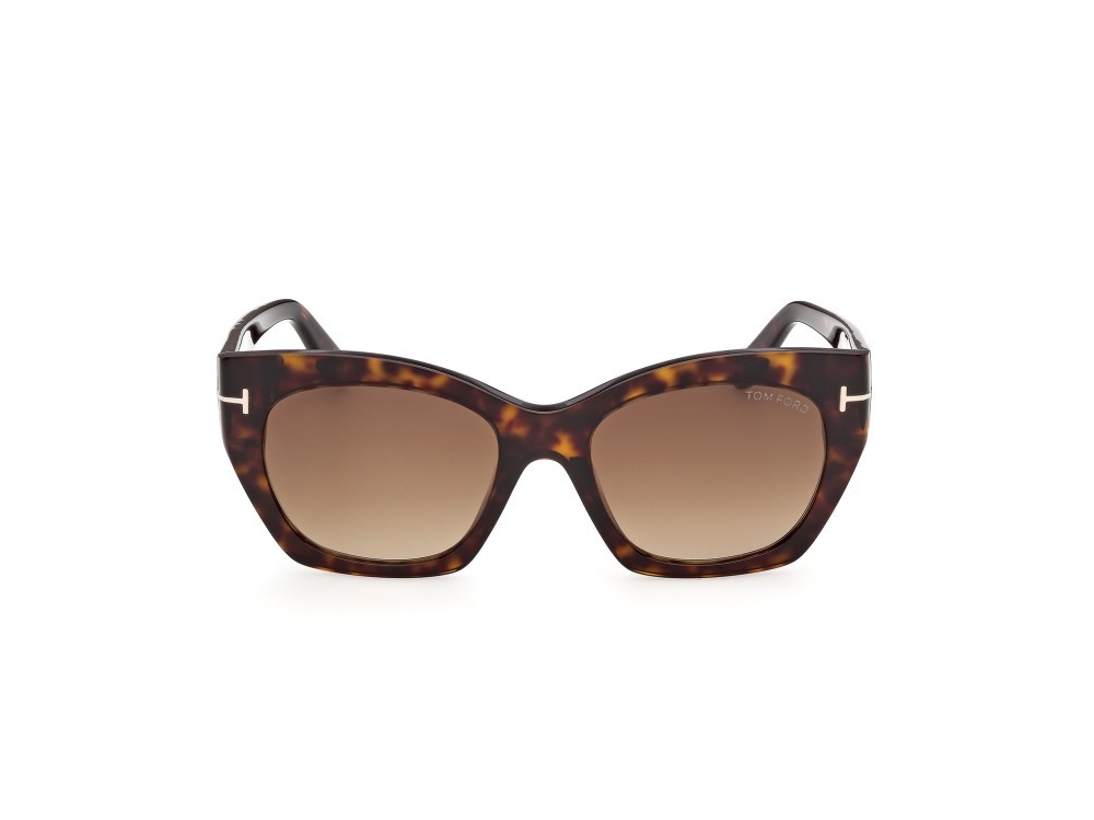 Sunglasses Tom Ford Joni-02 FT1422 (52F) color avana scura shape butterfly lenses marrone sfumato