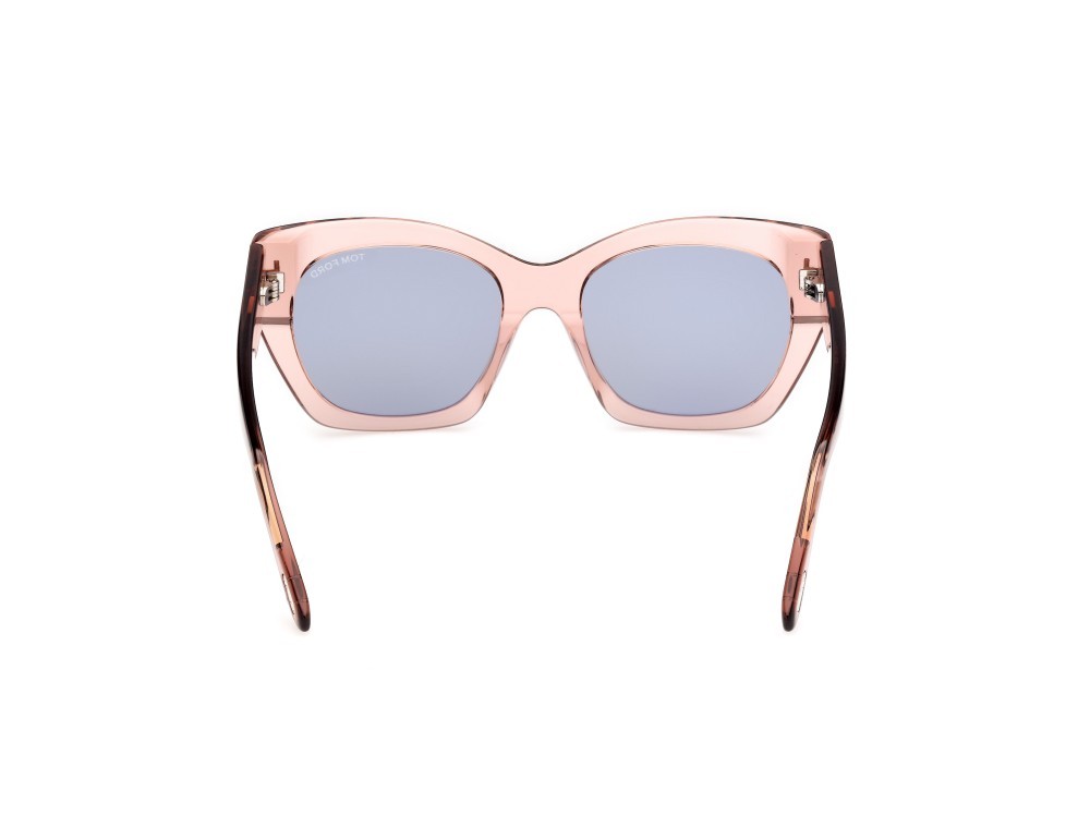Sunglasses Tom Ford Joni-02 FT1422 (72A) color rosa chiaro lucido shape butterfly lenses fumo