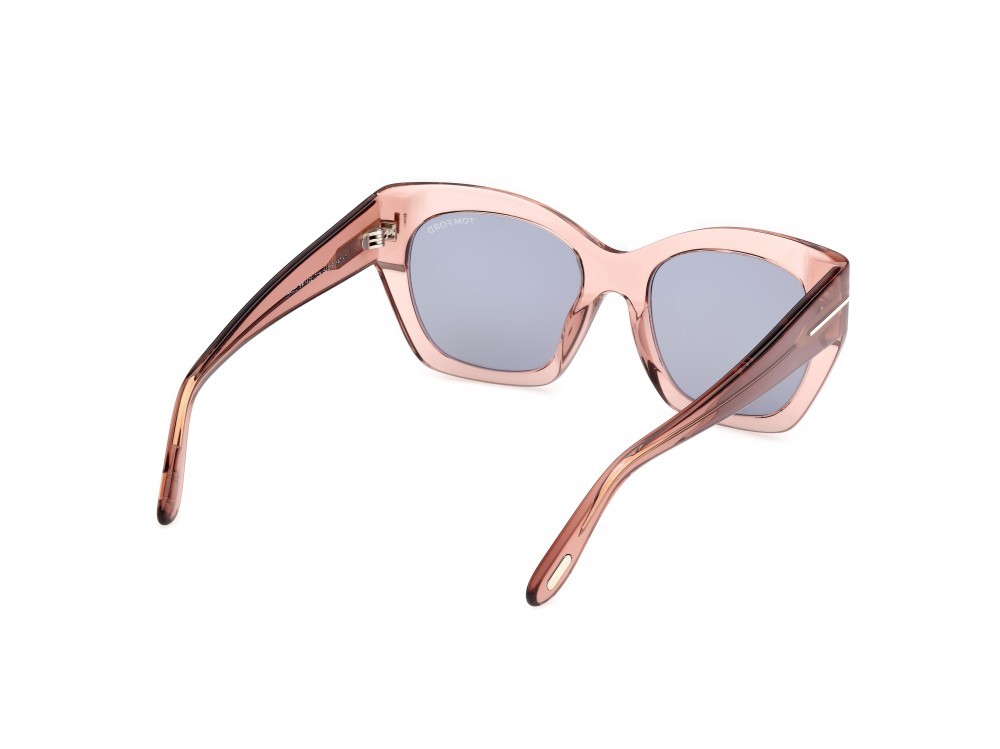 Sunglasses Tom Ford Joni-02 FT1422 (72A) color rosa chiaro lucido shape butterfly lenses fumo