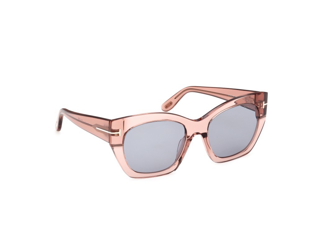 Sunglasses Tom Ford Joni-02 FT1422 (72A) color rosa chiaro lucido shape butterfly lenses fumo