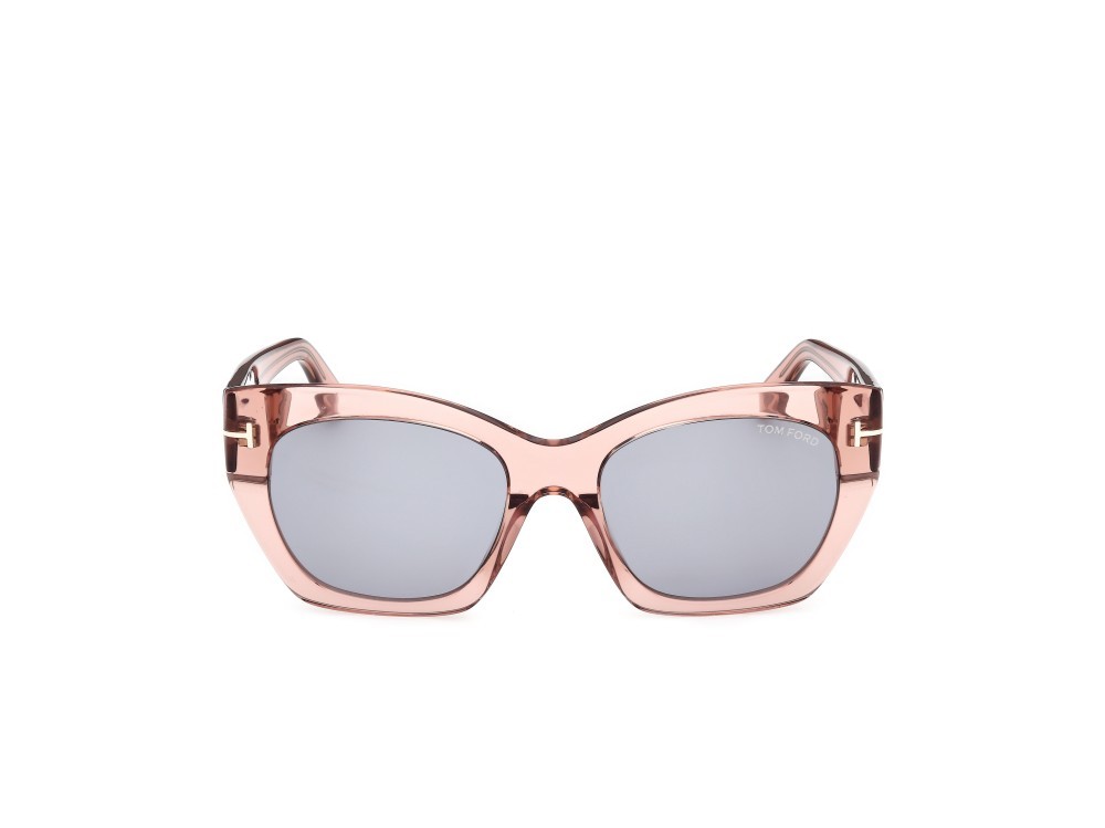 Sunglasses Tom Ford Joni-02 FT1422 (72A) color rosa chiaro lucido shape butterfly lenses fumo
