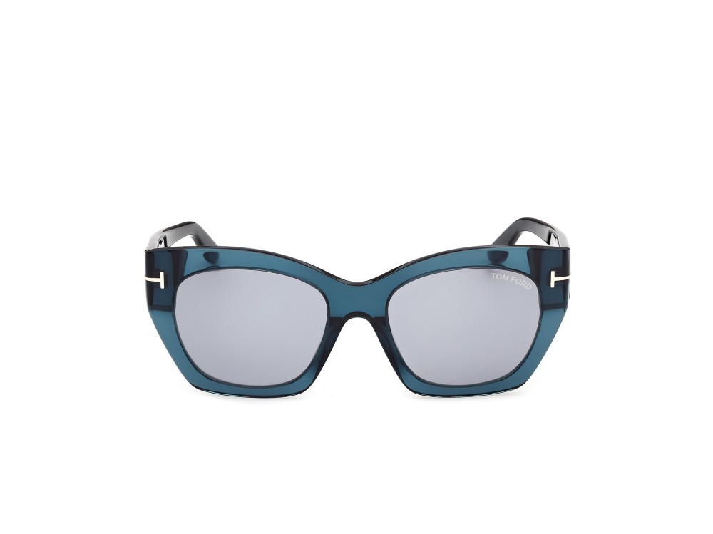 Sunglasses Tom Ford Joni-02 FT1422 (87A) color turchese lucido shape butterfly lenses fumo