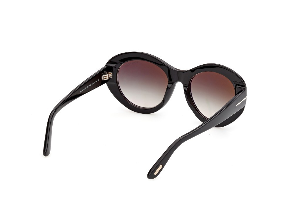 Sunglasses Tom Ford Elodie-02 FT1423 (01B) color nero lucido shape round lenses fumo grad.