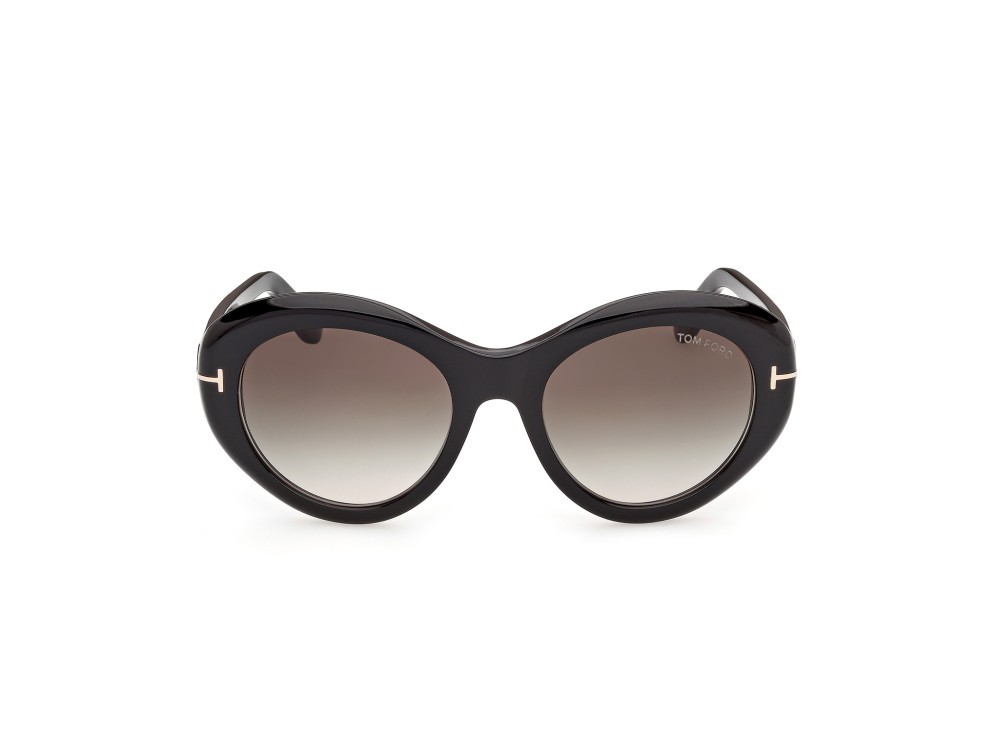 Sunglasses Tom Ford Elodie-02 FT1423 (01B) color nero lucido shape round lenses fumo grad.