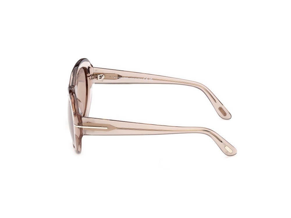 Sunglasses Tom Ford Elodie-02 FT1423 (45E) color marrone chiaro lucido shape round lenses marrone