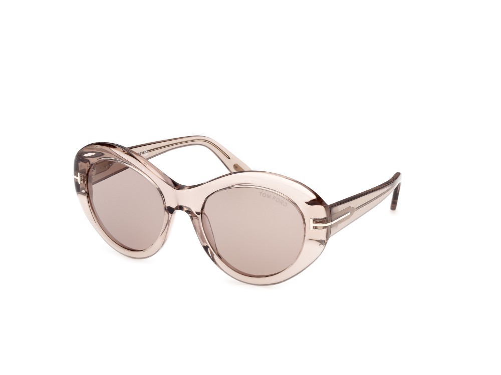 Sunglasses Tom Ford Elodie-02 FT1423 (45E) color marrone chiaro lucido shape round lenses marrone