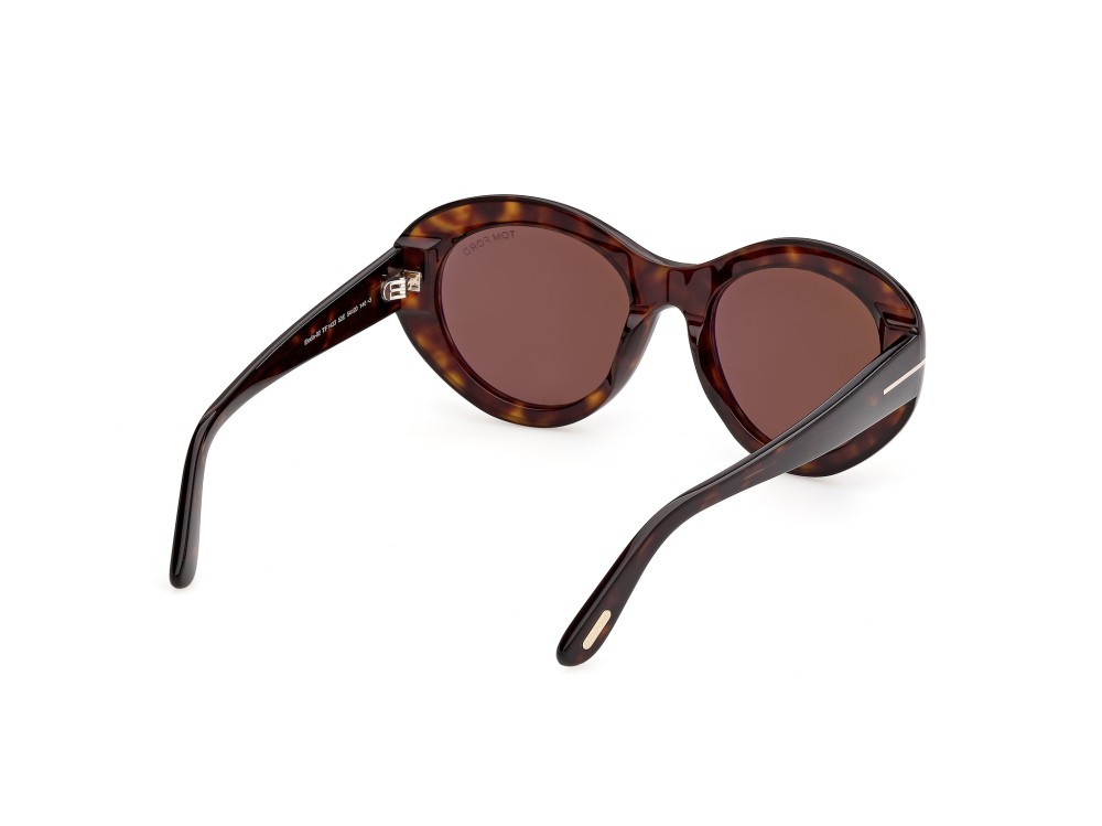 Sunglasses Tom Ford Elodie-02 FT1423 (52E) color avana scura shape round lenses marrone