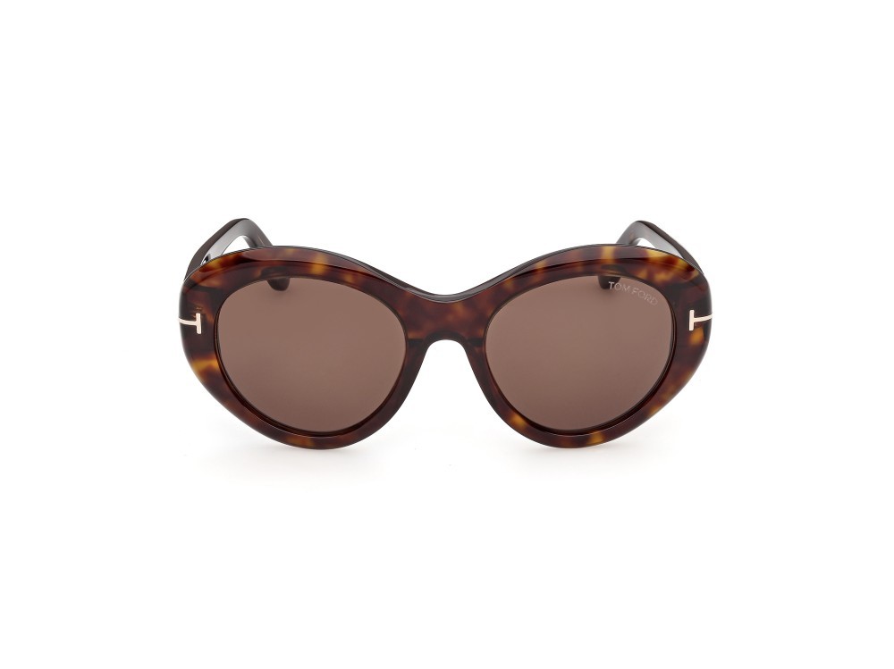 Sunglasses Tom Ford Elodie-02 FT1423 (52E) color avana scura shape round lenses marrone