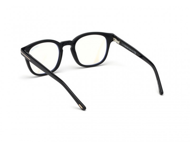 Occhiali da vista Tom Ford FT5532-B (01V) + CLIP-ON colore nero lucido forma geometrico lenti blu