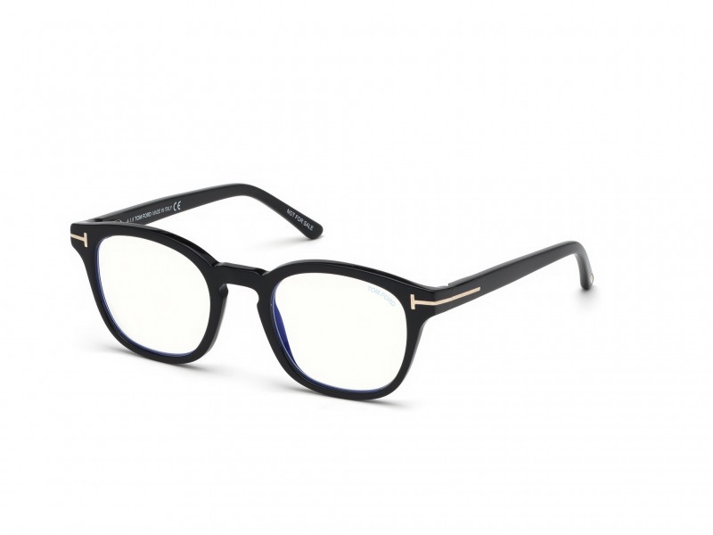 Occhiali da vista Tom Ford FT5532-B (01V) + CLIP-ON colore nero lucido forma geometrico lenti blu