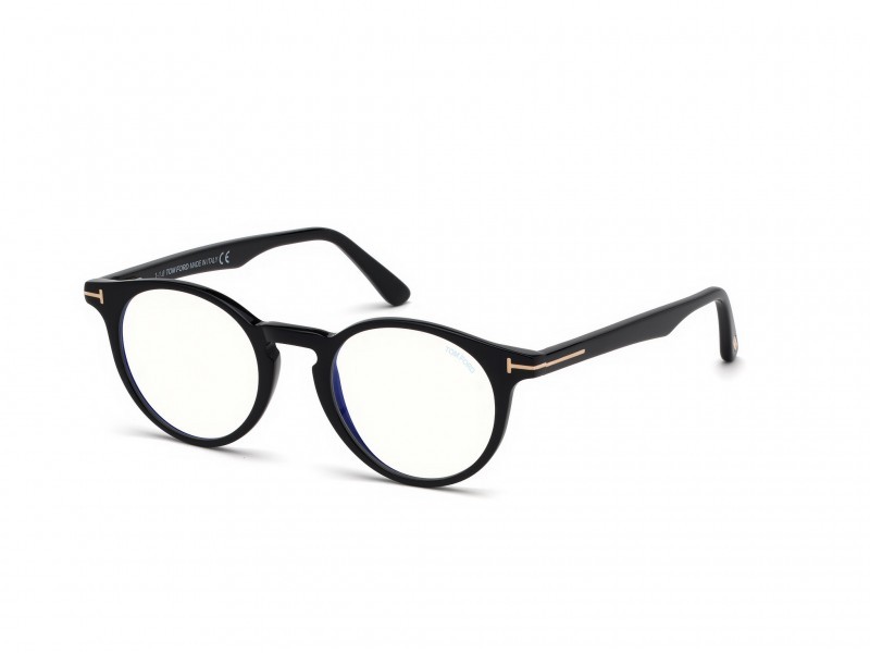 Eyeglasses Tom Ford FT5557-B (001) color nero lucido shape round 