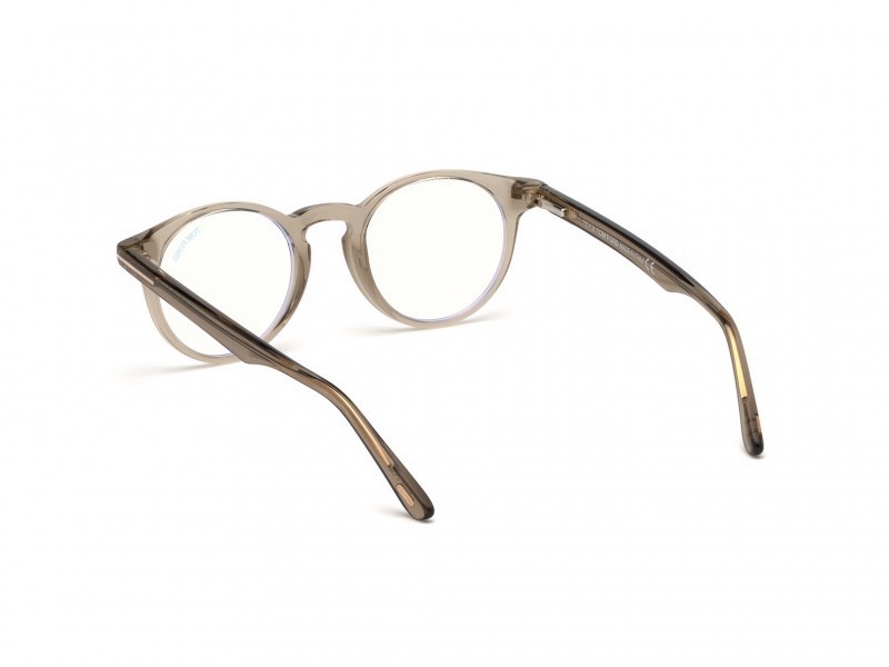 Eyeglasses Tom Ford FT5557-B (045) color marrone chiaro luc. shape round 